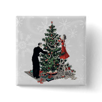 Retro Christmas Tree Button