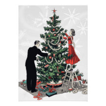 Retro Christmas Tree Custom Invites