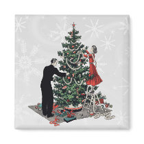 Retro Christmas Tree Refrigerator Magnet