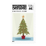 Retro christmas tree postage stamp