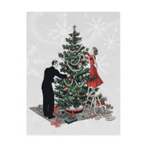 Retro Christmas Tree Postcard