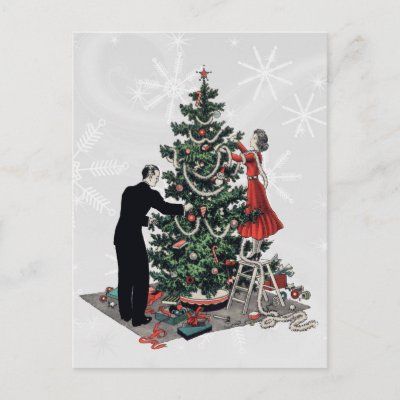 Retro Christmas Tree postcards