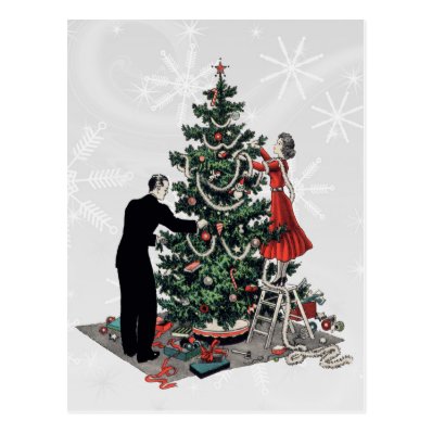 Retro Christmas Tree Postcard