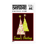 Retro Christmas Trees Holiday Customizable Postage