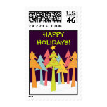 Retro Christmas Trees Holiday Customizable Postage