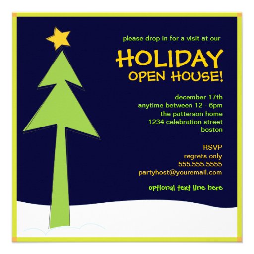 Retro Christmas Trees Holiday Open House Party Personalized Invites