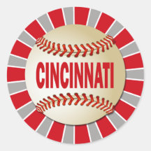 RETRO CINCINNATI BASEBALL ROUND STICKER