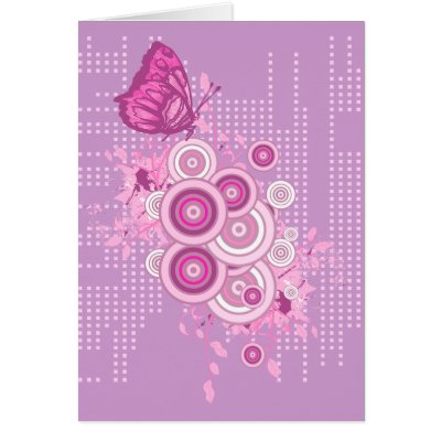 retro circles and butterfly design card by doonidesigns