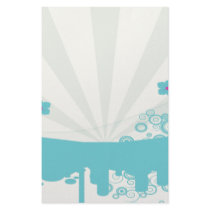 retro circles and flowers blue tans stationery
