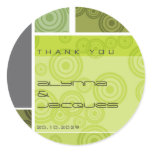 Retro Circles Blocks Green Gift Label Sticker