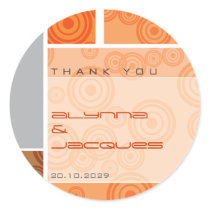 Retro Circles Blocks Orange Gift Label Sticker