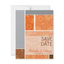 Retro Circles Blocks Orange Save The Date Invite invitations