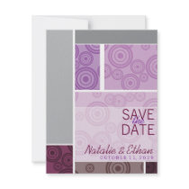 Retro Circles Blocks Purple Save The Date Invite invitations