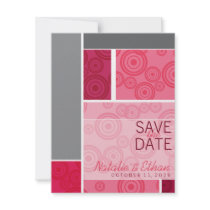 Retro Circles Blocks Red Save The Date Invite invitations