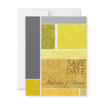 Retro Circles Blocks Yellow Save The Date Invite invitations