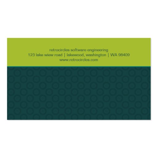 Retro Circles Green & Teal Business Card (back side)
