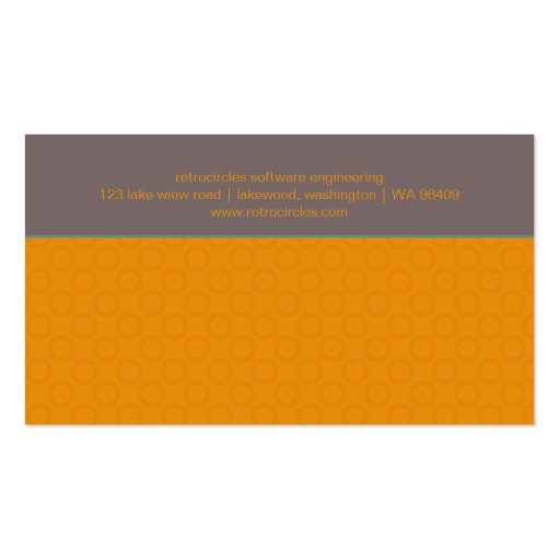 Retro Circles Mint & Orange Business Card (back side)