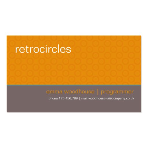 Retro Circles Mint & Orange Business Card (front side)