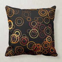 Retro Circles on Black Art Pattern Pillow