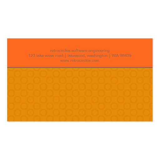 Retro Circles Orange & Tan Business Card (back side)