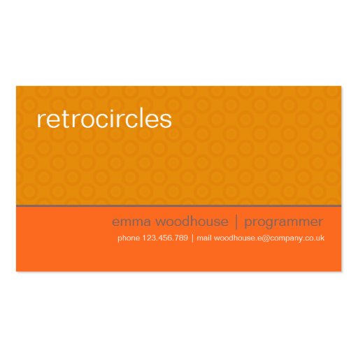 Retro Circles Orange & Tan Business Card (front side)