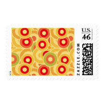 Retro circles postage stamps