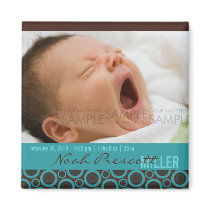 Retro Circles Teal • Baby Announcement magnets by CSKidsOccasions Retro Circles Teal • Baby Announcement magnets