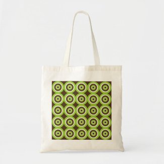 Retro Circles Tote Bag - Green & Chocolate Brown bag