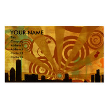 retro cityscape business cards
