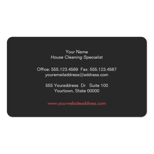 Retro Cleaning Business Red and White Business Card Template (back side)