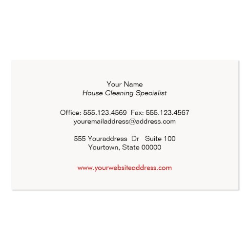 Retro Cleaning Service Gray and Red Business Cards (back side)