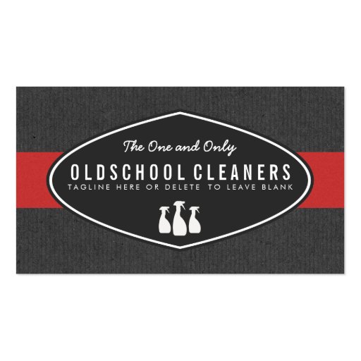 Retro Cleaning Service Gray and Red Business Cards (front side)