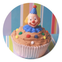 Retro Clown Cupcake stickers