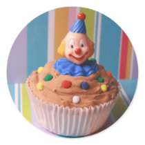 Retro Clown Cupcake stickers