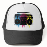 Retro CMYK Boombox Grafitti Spray Paint Design Hat