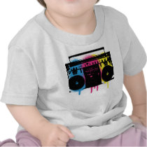 Retro CMYK Boombox Grafitti Spray Paint Design T-shirt