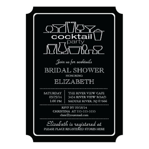 Retro Cocktail Party Bridal shower Invites