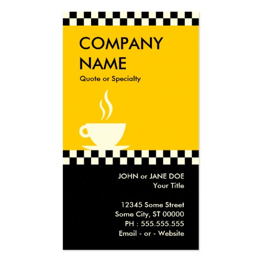 retro coffee checkers punchcard business card template (back side)