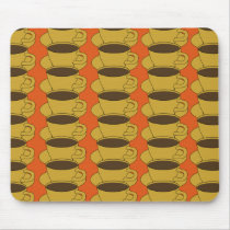 Retro Coffee Cups on orange mousepad