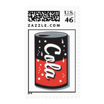 retro cola can design postage stamps