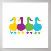 Retro Colored Ducks Poster