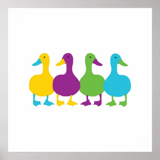 Retro Colored Ducks Poster