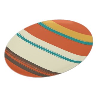 Retro Colorful Chevron Striped Pattern Party Plates