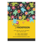 Retro Colorful Fun Cute Boy Cartoon Aliens Pattern Business Cards