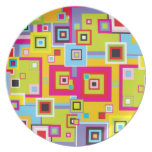 Retro Colorful Squares Plate plates