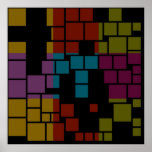 Retro Colorful Stained Glass Abstract Art Deco Print