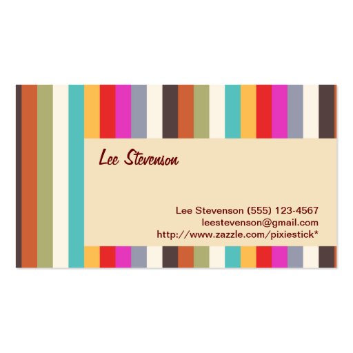 Retro Colorful Stripes Business Card (front side)