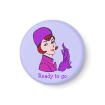 Retro Comic Toon "Ready to Go" Lady magnets