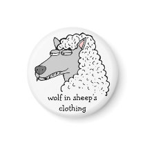 Retro Comic Toon "Wolf in Sheep's Clothing" Fridge Magnets