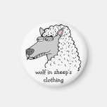 Retro Comic Toon "Wolf in Sheep's Clothing" Fridge Magnets